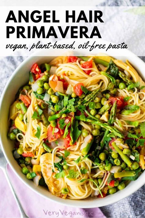 Vegan Angel Hair Pasta Recipes, Angel Hair Pasta Primavera, Angel Hair Spaghetti, Asparagus Zucchini, Angel Hair Pasta Recipes, Primavera Recipe, Vegan Pasta Sauce, Gallbladder Diet, Vegetarian Diets