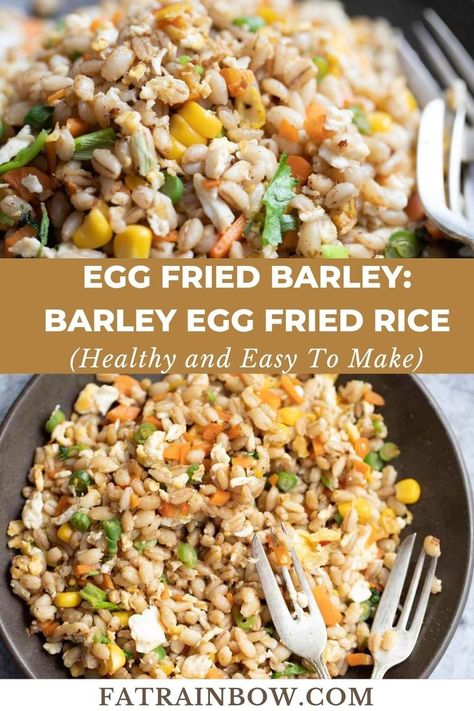 EGG FRIED BARLEY | BARLEY EGG FRIED RICE Barley Recipe Healthy, Barley Breakfast, Rice Alternative, Barley Recipes, Barley Rice, Healthy Rice Recipes, Barley Recipe, Meal Planning Menus, Egg Fried Rice