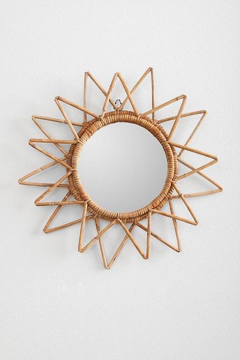 Magical Thinking Woven Wall Mirror I Urban Outfitters Restaurant Vibes, Mirrors Urban Outfitters, Mirror Collage, Tall Wall Mirrors, Rustic Wall Mirrors, Antique Mirror Wall, Mirror Wall Living Room, Mirror Wall Bedroom, Rattan Mirror