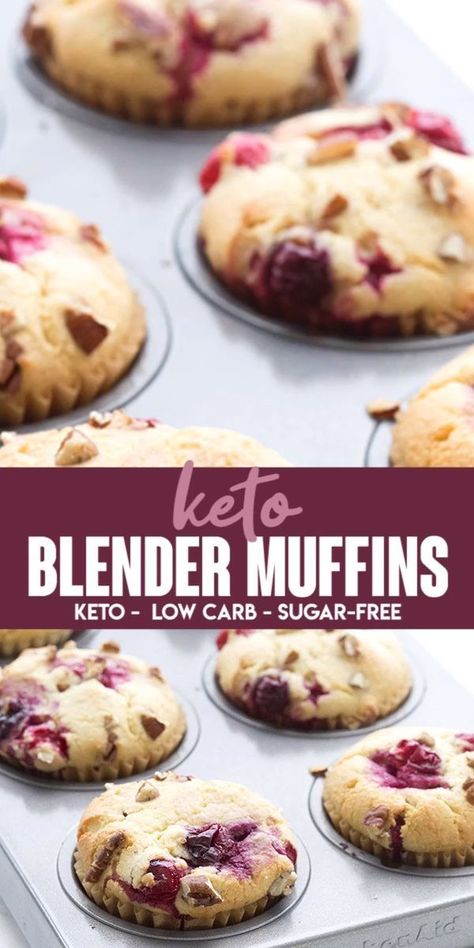 Dolce Poche Calorie, Blender Muffins, Desayuno Keto, Desserts Keto, Postre Keto, Cranberry Muffins, Low Carb Muffins, Resep Diet, Keto Friendly Desserts