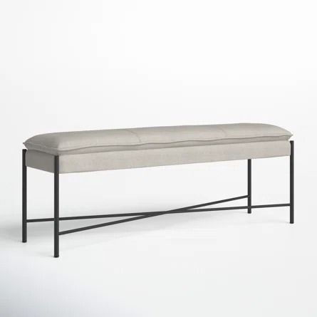 AllModern Landers Upholstered Bench | Wayfair Monochrome Palette, End Of Bed Bench, Metal Bench, Upholstered Storage Bench, Leather Bench, Primary Bedroom, Bedroom Bench, Upholstered Storage, Rustic Living Room