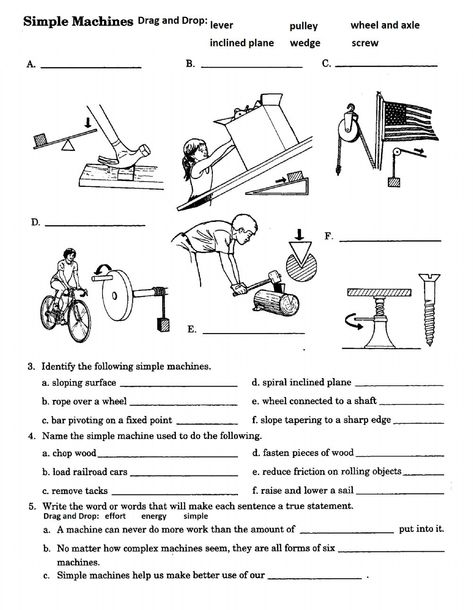 Simple Machine Worksheets, Simple Machines Worksheet, Six Simple Machines, Simple Machines Stem, 6 Simple Machines, Simple Machines Levers For Kids, Mechanical Advantage Simple Machines, Science Project Models, Simple Machines Activities