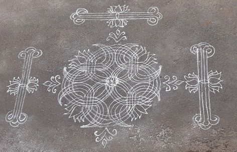 Dhanurmasam Muggulu, Rangoli Side Designs, Big Rangoli, Colorful Rangoli, Rangoli Designs Latest, Rangoli Border, Simple Rangoli Border Designs, Rangoli Patterns, Padi Kolam