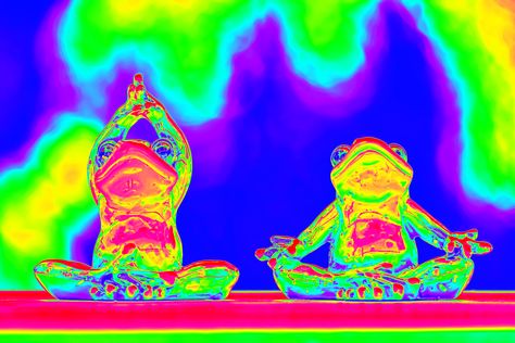 Thermal style image of frog statues doing yoga. Thermal Art, Kitchen Supply, Frog Statues, Art Wallpaper Iphone, Frogs, Wallpaper Iphone, Art Wallpaper, Laptop, Yoga