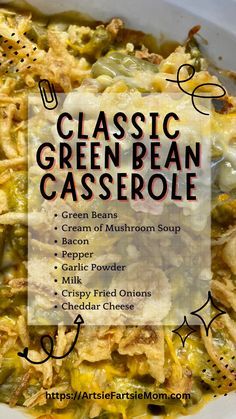 I loved this green bean casserole recipe. It was so easy to make. It tasted just as good as they said it would. The kids liked it and we ended up eating over half of it at dinner. 10 out of 10 recommend. Green Bean Casserole For A Crowd Recipe, Simple Green Bean Casserole, Loaded Green Bean Casserole, Christmas Dinner Side Dishes, Christmas Side Dish Recipes, Thanksgiving Side Dishes Healthy, Green Bean Casserole Recipe, Classic Green Bean Casserole, Side Dishes For Salmon