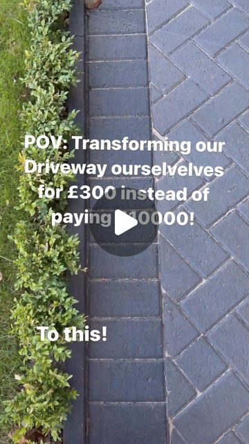 Kirsty Gore on Instagram: "Driveway transformation! Morning! I’ve had so many questions on stories about our driveway -I’ve made a reel for you explaining what we did to transform it. Honestly I wasn’t sure how it would turn out but I’m so pleased with the result. We actually didn’t mind our driveway except for the colour of the block paving and we were quoted £10000 by a couple of people and for us it just wasn’t worth the money for us. I know money is tight for a lot of people so I wanted t Tarmac Driveway Ideas Uk, Painted Brick Driveway, In And Out Driveway Ideas, Diy Driveway Landscaping, Outdoor Driveway Ideas, Cheap Front Garden Ideas, Cheap Diy Driveway Ideas, Block Paving Garden Ideas, Budget Driveway Ideas