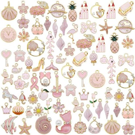 Nail Embellishments, Bait Shop, Pink Theme, Charms For Jewelry Making, Charms For Jewelry, Jewelry Making Necklace, Pink Themes, Cute Necklace, Moon Star