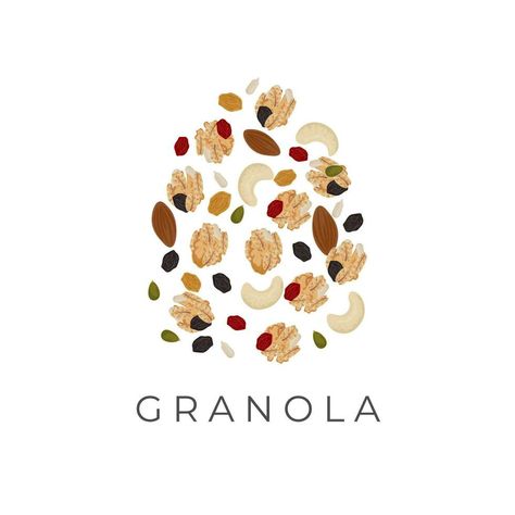 illustration logo levitation Healthy Granola Granola Logo Design, Granola Illustration, Healthy Granola, Granola Healthy, Illustration Logo, Wedding People, Heart Tree, Logo Banners, Cityscape Photos