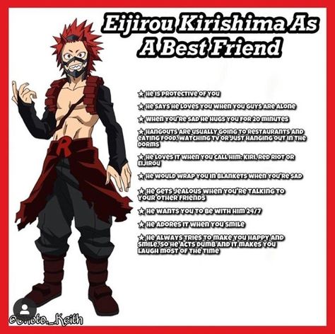 Kirishima Eijirou Headcanon, Kirishima As A Boyfriend, Mha Characters As Boyfriends, Kirishima Headcanon, Boyfriend Best Friend, Mha Stuff, Kirishima Eijirou, Class 1 A, My Hero Academia Shouto