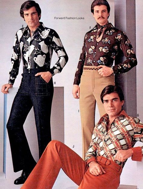 A collection of the most hideously hilarious men's fashion ads from the 1970s 70s Fashion Men Disco, 70s Men Fashion, 1970s Mens Fashion, Flashy Outfits, 70s Fashion Men, 70s Mens Fashion, 1970s Men, Western Outfits Men, 70s Men