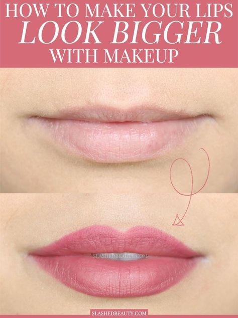 Overdrawing your lip liner is the best way to make your lips look bigger with makeup! Here's the right way to do it for a full pout that looks natural. #beauty #makeup #lipstick Make Your Lips Look Bigger, Lips Look Bigger, Natural Beauty Makeup, Cheap Beauty Products, Happy Skin, Natural Beauty Tips, Your Lips, Gorgeous Makeup, Simple Skincare