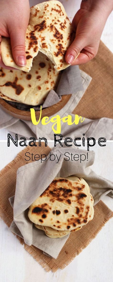 vegan naan bread | Detailed step-by-step guide on how and why to make vegan naan bread | #Vegan #easy #bread #recipe #dinner Naan No Yeast, Naan Bread Vegan, Vegan Naan Bread, Vegan Naan, Easy Bread Recipe, Pain Naan, Indian Flatbread, Recipes With Naan Bread, Vegan Indian Recipes