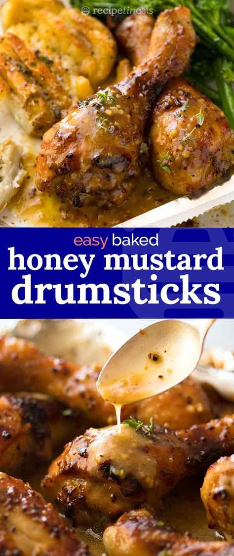 Recipetineats Recipes, Honey Mustard Baked Chicken, Poverty Meals, Recipe Tin Eats, Mustard Chicken Recipes, Baked Chicken Drumsticks, Crispy Smashed Potatoes, Lemon Scones, Main Dish Casseroles