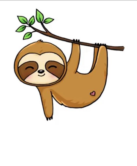 Baby Animal Painting, Sloth Cartoon, Sloth Drawing, Pola Kotak, Sloth Art, Desain Signage, Baby Sloth, Cute Sloth, Kawaii Doodles