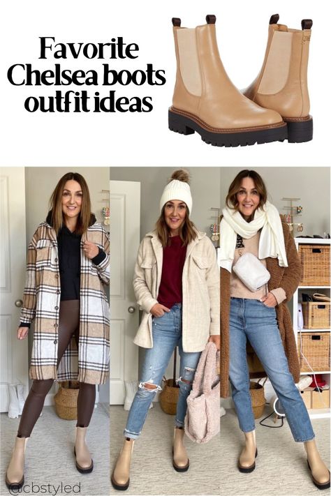 Chunky Sole Boots Outfit, Boots Fall 2023, 2023 Boot Trends, 2023 Boots Trends Women, Tan Chelsea Boots Women Outfit, Beige Ankle Boots Outfit, Fall Boots 2022, Winter Boots Women Outfits, Chelsea Boots Women Outfit