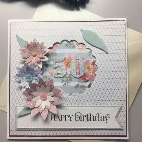 Female 50th birthday card 50th Cards Birthday For Women, Handmade 50th Birthday Card Ideas For Women, 50th Birthday Card For Women, 50th Birthday Card Ideas For Women, 50th Birthday Cards For Women Handmade, 50th Birthday Cards For Women, 65th Birthday Cards, 50th Birthday Card, Teal Christmas