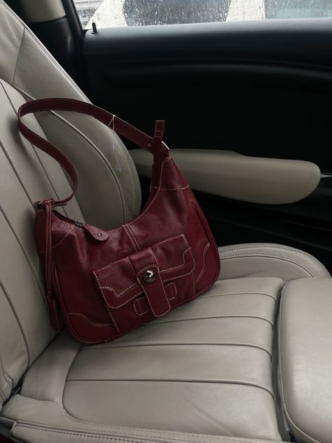 Modern Handbags, Charity Shop Finds, Burgundy Bag, Charity Shop, Fashion Wishlist, Pretty Bags, Purse Accessories, Boot Bag, Mode Inspo