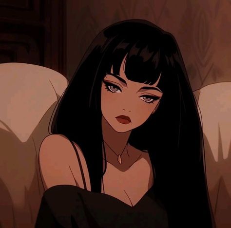 Cartoon Profile Pics With Bangs, Goth Reaction Pics, Black Hair Bangs, Anime Cosplay Makeup, Straight Black Hair, Emo Pfp, Girls With Black Hair, Cartoon Profile Pictures, Comic Art Girls