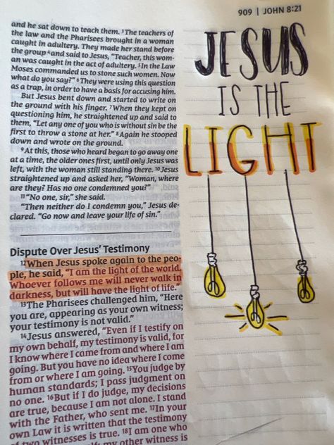 Jesus Is The Light, John 8 12, John 10 10, John 8, Journal Notes, Bible Doodling, Bible Journal Notes, Jesus Is Life, Bible Journal