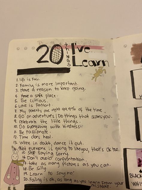 20 Things I Learned In 20 Years, Things I’ve Learned This Year, Summer List Ideas, Life Captions, Last Day Of The Year, Summer List, Bored Jar, Journal Inspiration Writing, Sketch Journal