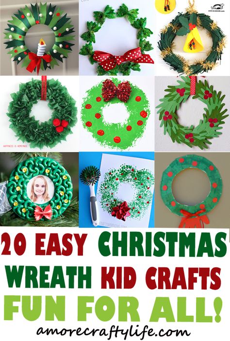 Arts And Crafts Activities, Juleverksted For Barn, Teacher Crafts, Christmas Wreath Craft, Arts And Crafts For Teens, Easy Christmas Wreaths, Easy Arts And Crafts, Kid Craft, Preschool Christmas