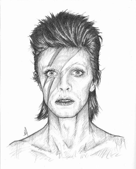 David Bowie Drawing Sketch, David Bowie Drawing Easy, David Bowie Sketch, David Bowie Drawing, Bowie Drawing, Portrait Sketchbook, Illustration Pencil, David Bowie Art, Bowie Art