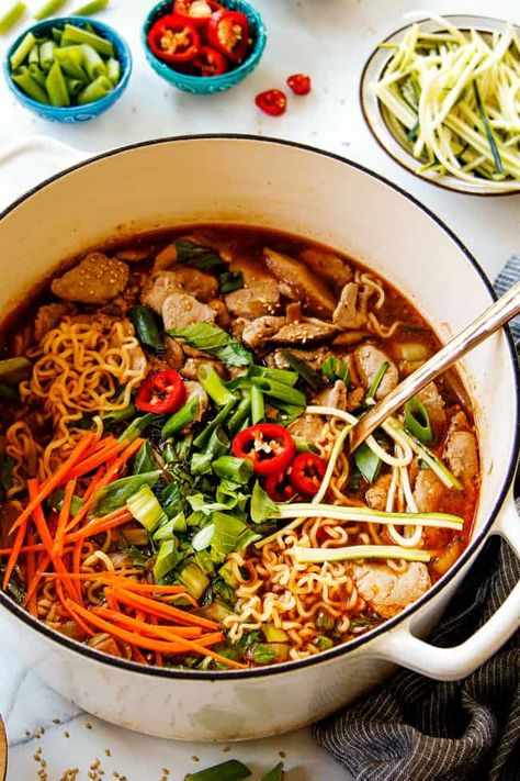 Pork Loin Ramen Recipe, Pork Noodles Recipe Soup, Pork Chop Ramen Noodle Recipes, Asian Pork Noodle Soup, Steak Ramen Noodle Recipes Soup, Ramen Noodle Recipes With Pork, Steak Ramen Soup, Pork Ramen Recipes Authentic, Ramen Noodle Chicken Soup