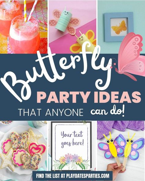 What could be sweeter than a butterfly themed party? Whether you're planning a 1st birthday party, Mother's Day, kids birthday party, or a special baby shower, these beautiful butterfly party ideas are for you. With plenty of DIY butterfly party decorations and centerpieces, invitations, games, and heaps of food ideas, you'll be able to plan an enchanting party in just an afternoon. Don't forget to grab our free printable party planner while you're here, too. Butterfly Birthday Food Ideas, Butterfly Birthday Activities, Butterfly Birthday Party Activities, Butterfly Birthday Party Games, Butterfly Birthday Party Food, Butterfly Food Ideas, Butterfly Birthday Ideas, Birthday Party Butterfly Theme, Butterfly Party Food