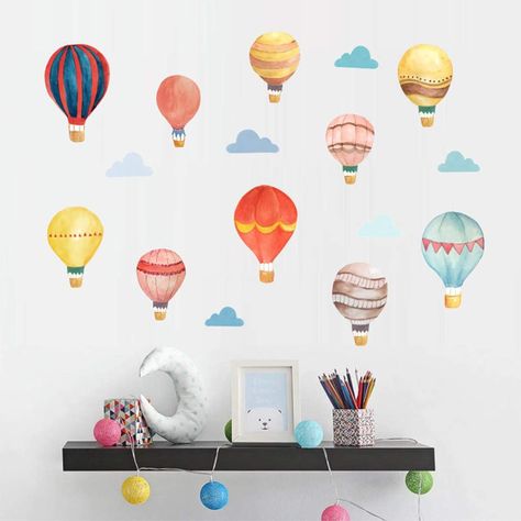 PRICES MAY VARY. ★Create Colorful Environment For Nursery Rooms: Our wall stickers have different sizes and styles of hot air balloons, along with a variety of clouds, airplanes, and stars, creating a romantic and colorful atmosphere.With our wall art mural must can add some wonderful color and brighten up your empty walls.It’s one of the best gifts for children to decorate their rooms ★Usage: Simple steps to install the vinyl wall decal onto door, painted wall or any smooth, flat, dry and dust Cloud Wall Decal, Bedroom Stickers, Hot Air Balloon Design, Wall Stickers Animals, Balloon Clouds, Kids Room Wall Decals, Kids Room Wall Decor, Removable Wall Stickers, Cartoon Wall