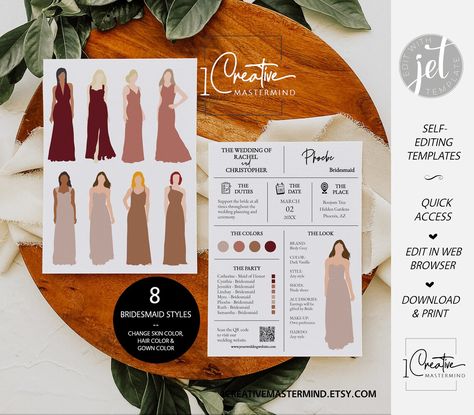 The modern minimalist Bridal Info Card templates feature a modern calligraphy and bold block fonts with 8 different selections of bridesmaid SVGs. It's a great way to inform your bridal party about your wedding event and color code. The bridesmaid/maid of honor SVGs are customizable. You can easily change the skin color, hair color and gown color. 

https://www.printsoflove.com/ref/1creativemastermind

https://www.zazzle.com/5_x_7_invitation_card_printing_portrait-256670282255785247

#bridalinfo Bridesmaid Info Card, Minimalist Bridesmaid, Block Fonts, Web Colors, Modern Minimalist Wedding, Wedding Bridal Party, Bridesmaid Style, Minimalist Wedding, Party Fashion