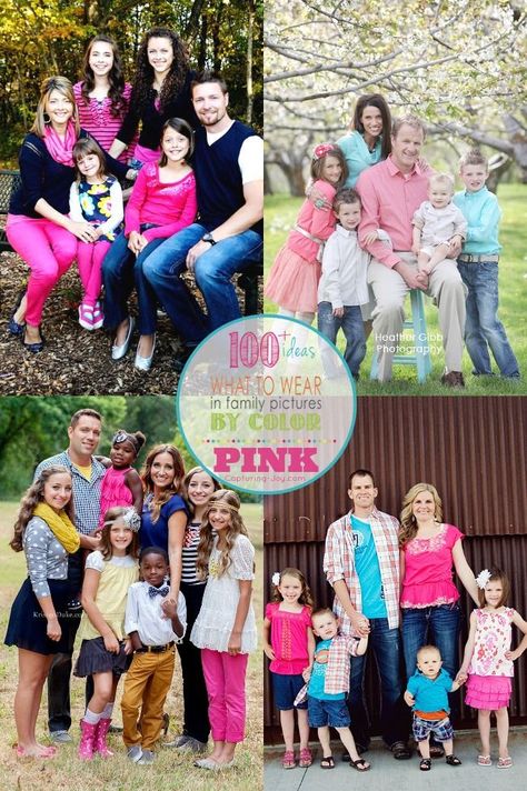 Family Photography clothing ideas all centered around the color pink!  Over 100+ family picture outfit ideas! All Black Outfits For Women, Spring Family Pictures, Family Photography Outfits, Family Photo Colors, Fall Color Schemes, Fall Family Photo Outfits, Camera Angles, Fall Family Pictures, Pink Color Schemes