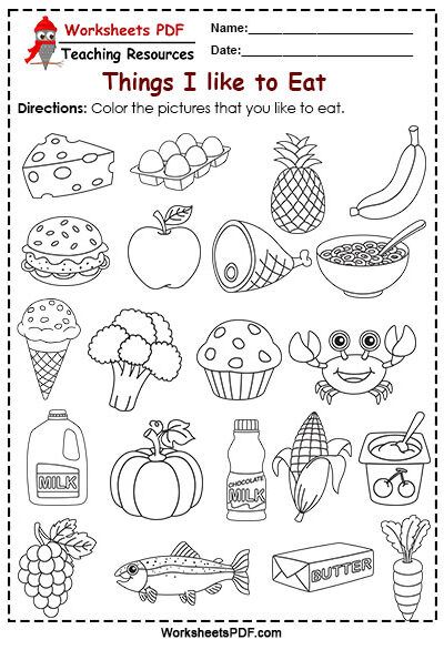 Things I like to Eat Healthy Eating Worksheets For Preschool, Things I Like To Do Worksheet, Favorite Food Activity Preschool, Where Does Our Food Come From Activities, Foods Activities For Preschool, Healthy Food Worksheets For Preschool, Food We Eat Worksheet For Grade 1, Healthy Food Kindergarten, Breakfast Lunch Dinner Worksheet