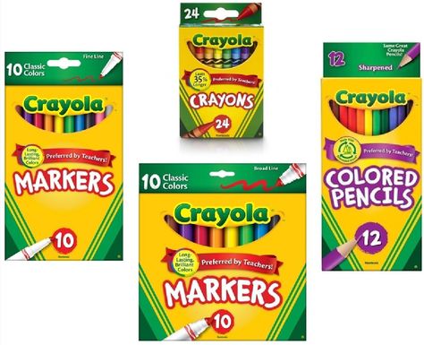 Amazon.com: Crayola Crayons (24 Count), Crayola Colored Pencils in Assorted Colors (12 Count), Crayola (10ct) Classic Fine Line Markers, and Crayola (10ct) Classic Broad Line Markers Holiday Bundle: Toys & Games Cheap School Supplies, Crayola Crayon Colors, Crayola Colored Pencils, All About Me Preschool, Crayola Markers, Free Preschool Printables, Book Baskets, Crayola Crayons, Washable Markers