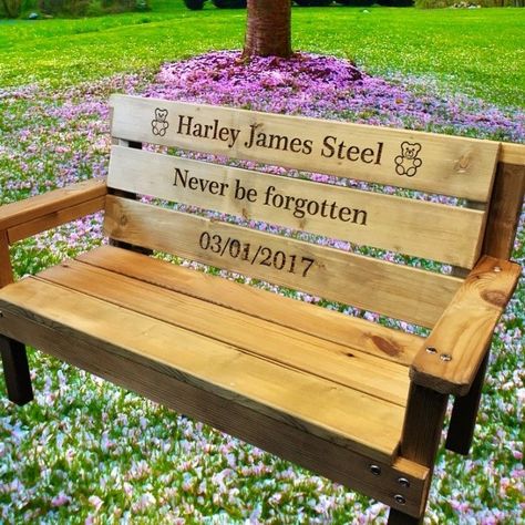 Backyard Memorial Garden Ideas, Memorial Tree Ideas, Small Memorial Garden Ideas, Backyard Memorial, Nursery Bench, Mary Garden, Police Memorial, Memory Garden, Memorial Gardens