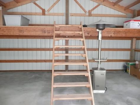 Shop Loft Ideas, Pole Barn With Loft, Loft Construction, Pole Barn Loft, Mezzanine Ideas, Barn With Loft, Barn Organization, Pole Barn Loft Ideas, Barn Office