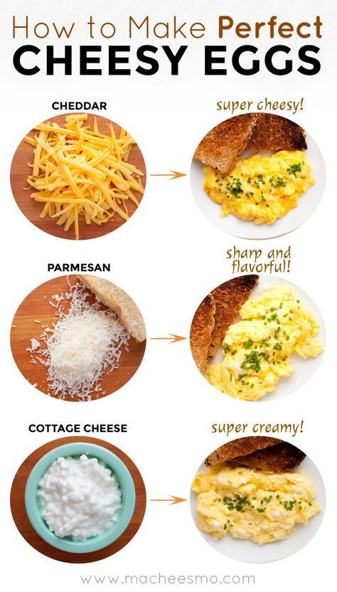 How to Make Perfect Cheesy Eggs every time! The true key to cheesy eggs is all about temperature control. Once you get it down you can use a bunch of different cheeses for different results! Breakfast Eggs Scrambled, Cheesy Scrambled Eggs, Best Scrambled Eggs, Scrambled Eggs With Cheese, Hp Sauce, Scrambled Eggs Recipe, Cheesy Eggs, Brunch Eggs, Egg Dish