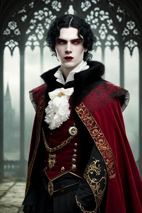 Gothic Vampire Aesthetic Male, Vampire Men Outfit, Vampire Style Men, Gothic Vampire Outfit Male, Royal Vampire Aesthetic, Dracula Outfit, Gothic Mask, Male Vampire, Mask Ball