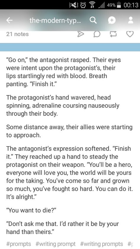 Writing Prompts Tragic, Villian Hero Prompts, Loki Writing Prompts, Villain To Lover Prompts, Villain In Love With Hero Prompts, Protagonist X Antagonist Prompts, Tragic Love Story Prompts, Heartbreaking Dialogue Prompts, Antagonist Prompts