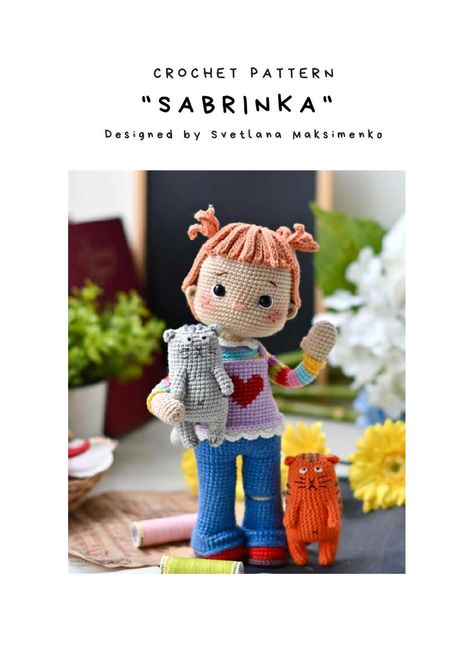 CROCHET PATTERN SABRINKA Doll Amigurumi Free Pattern, Doll Patterns Free, Crochet Doll Tutorial, Doll Crochet Pattern, Pola Amigurumi, Crochet Animals Free Patterns, Crochet For Boys, Doll Crochet, Crochet Square Patterns