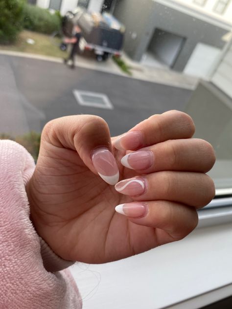 Acrylic Nails Ring Finger Design, French Nails With Design On Ring Finger, Nails Ring Finger Design, French Nails With Design, Ring Finger Design, Nails With Design, Finger Design, Nail Ring, French Tips