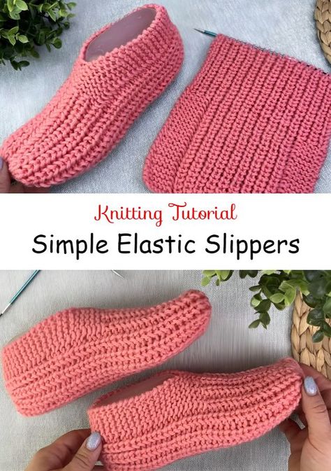 Simple Slippers, Easy Crochet Slippers, Knit Slippers Free Pattern, Knit Slippers, Crochet Socks Pattern, Slippers Crochet, Crochet Slippers Free Pattern, Knitted Slippers Pattern, Crochet Slipper Pattern