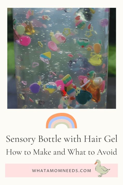 a step by step guide for a sensory bottle for toddlers Bottle Sensory, Sensory Bottles Preschool, Preschool Inspirations, Spring Preschool Activities, Preschool Activities At Home, Calm Down Bottle, Summer Preschool Activities, Preschool Activities Printable, Sensory Tubs