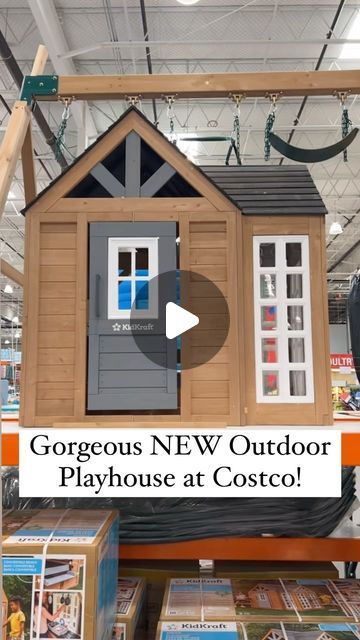 Costco Empties on Instagram: "Gorgeous New Playhouse @costco  #costco_empties #costco #costcofinds #playhouse #playhouses #outdoors #outdoorplay #outdoorplayspace #outdoorlife ##outdoorliving" Kids Playhouse Decorating Ideas, Kid Kraft Playhouse Makeover Diy, Backyard Playhouse Landscaping, Play House Ideas Backyard, Outdoor Playhouse Interior Ideas, Diy Playhouse Outdoor, Playhouse Decorating Ideas, Playhouse Ideas Outdoor, Play House Outdoor