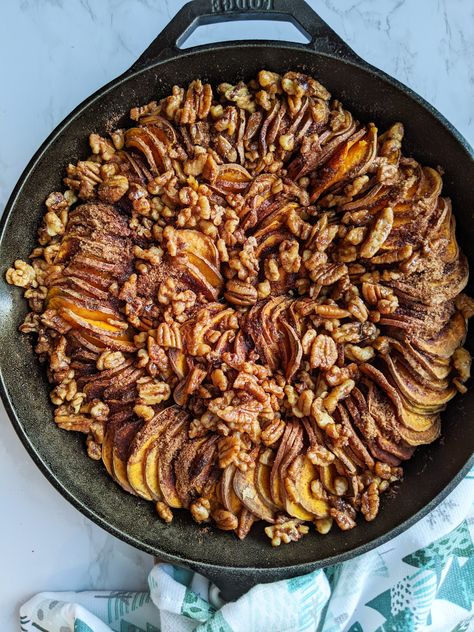 Skillet sweet potato casserole is a decadent side dish made with the warm flavors of browned butter, cinnamon, and pumpkin pie spice.  #sweetpotato #sweetpotatocasserole #sidedish #easysidedish Skillet Sweet Potatoes, Fall Side Dish Recipes, Dinner Side Dish Recipes, Summer Side Dishes Recipes, Sweet Potato Side Dish, Sweet Potato Sides, Grilled Side Dishes, Sweet Potato Skillet, Making French Fries