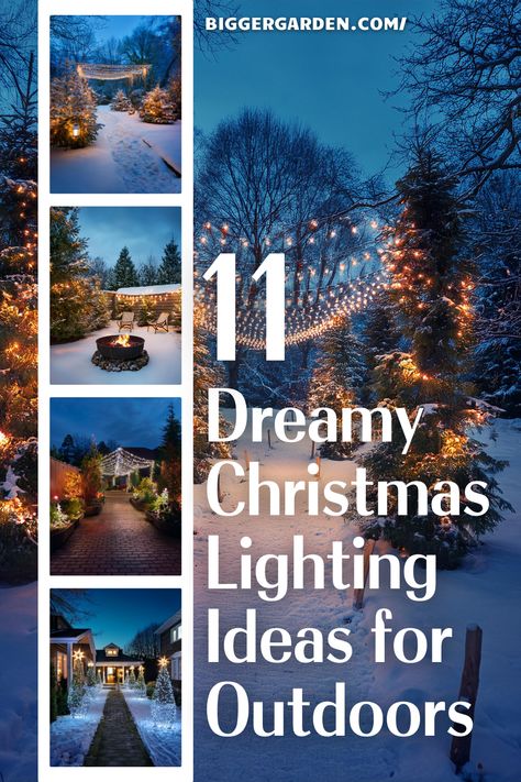 Add a touch of enchantment to your garden with these 11 outdoor Christmas lighting ideas. From illuminating pathways to decorating trees with dazzling lights, these ideas will bring a festive, cozy glow to your garden this holiday season. Outdoor Christmas Lighting Ideas, Lawn Lighting Ideas, Xmas Lights Outdoor Ideas, Classy Outdoor Christmas Lights, Best Outdoor Christmas Lights, Christmas Lights Patio, Outdoor Christmas Lighting, Christmas Lighting Ideas, Christmas Pathway Lights