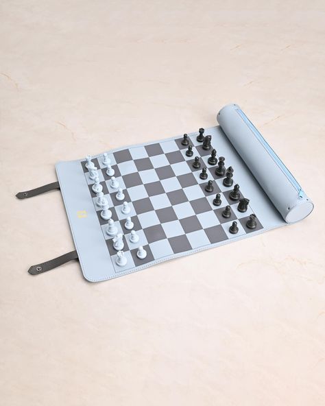 PRICES MAY VARY. [Convenient Travel Game] Our portable chess set measures 11.10”x2.55”when rolled, lightweight and compact to take with you for travel, and blue color is the same color as sky, aiming to convey a relaxing and fresh feeling, bringing good mood for your trip. [Unique Design] The unrolled size of our chess is 18.90”x11.10”, each square measures 1.30”x1.30”. At one end of the chessboard, a cylindrical bag for chess pieces is attached as the starting point of rolling, and 2 straps use Cylindrical Bag, Resin Chess Pieces, Portable Chess Set, Airplane Games, Travel Chess Set, Leather Roll, Travel Games, Fresh Feeling, Chess Game