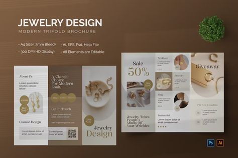 Jewelry Design - Trifold Brochure, Print Templates ft. jewelry & design - Envato Elements Jewelry Brochure Design, Mobile Models, Brochure Print, Trifold Brochure, Brochure Design Template, Envato Elements, Brochure Design, Print Templates, Design Template