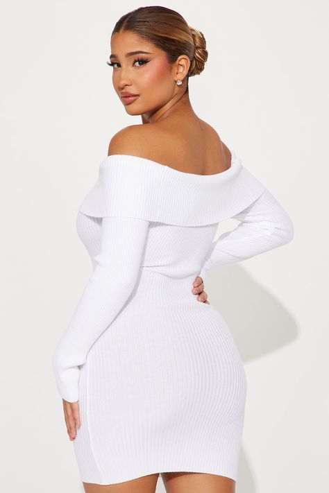 Available In Off White And Red. Sweater Mini Dress Off Shoulder Long Sleeves Stretch Length = 33" 50% Rayon 50% Polyester Imported | Violet Sweater Mini Dress in Off White size 3X by Fashion Nova Dress Off Shoulder Long, Mini Dress Off Shoulder, White Dresses Graduation, Off White Fashion, Sweater Mini Dress, Dress Off Shoulder, Graduation Ideas, Xl Fashion, Mini Sweater Dress