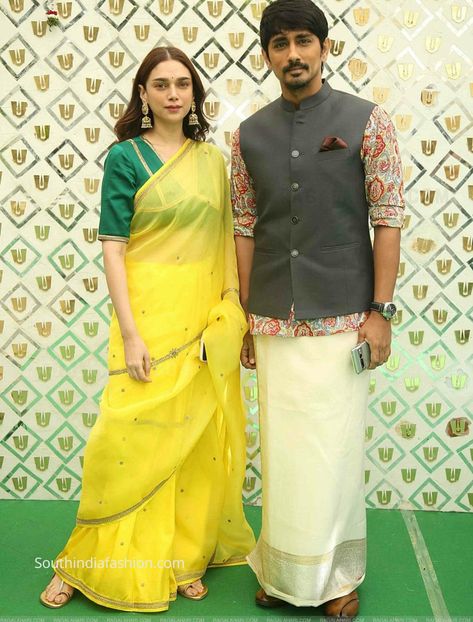 aditi rao and siddarth at sharwanand engagement scaled Aditi Rao Hydari Blouse Design, Aditi Rao Saree, Sharwanand Engagement, Aditi Rao Hydari Saree, Aditi Rao Hydari Indian Outfits, Wedding Celebrity, Blue Blouse Designs, Aditi Rao Hydari, Cloud Cake