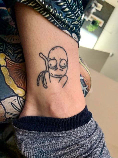 Crywank Tattoo, Salad Fingers Tattoo, Babadook Tattoo, Cringe Tattoo, Domo Tattoo, Weird Tattoos Creative, Crappy Tattoos, Small Tattoo Ideas Men, Strange Tattoos Ideas